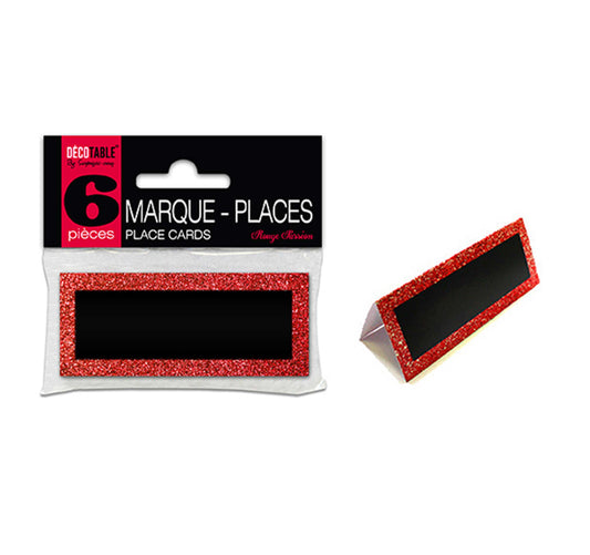 6 Marque-places pailletés couleur