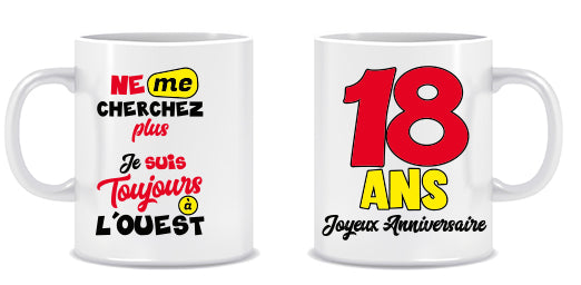 Mug Anniversaire Mixte - Tous les évènements de la vie : 18 ans