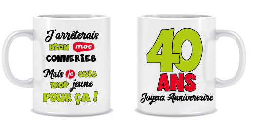 Mug Anniversaire Mixte - Tous les évènements de la vie : 40 ans<br/>