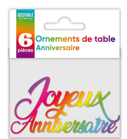 Ornement de table x 6 Multicolore : Joyeux anniversaire