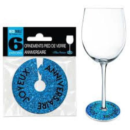 6 Ornements pour Pied de Verre - Bleu