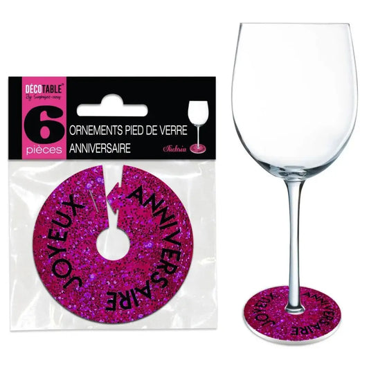 6 Ornements pour Pied de Verre - Fuchsia