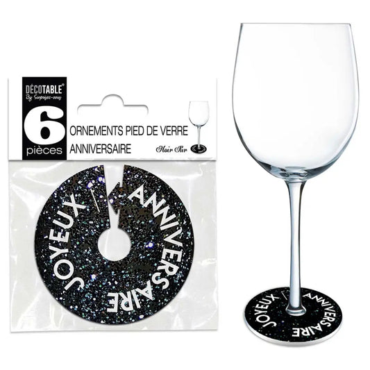 6 Ornements pour Pied de Verre - Noir