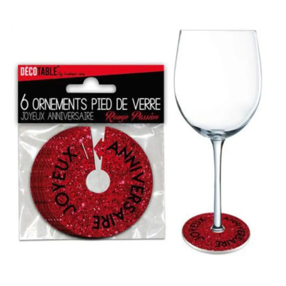 6 Ornements pour Pied de Verre - Rouge