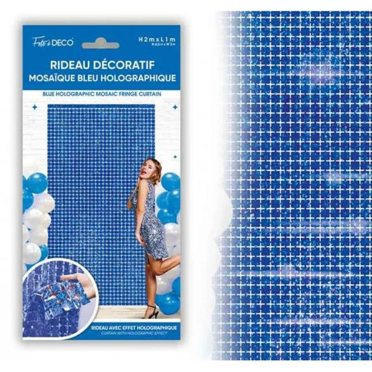 Rideau Décoratif Effet Mosaïque - Bleu