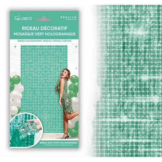 Rideau Décoratif Effet Mosaïque - Vert