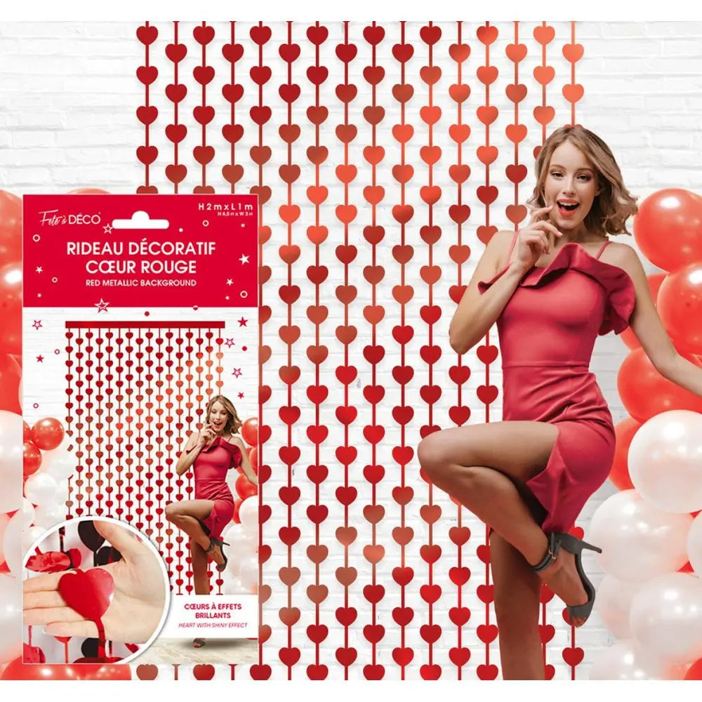 Rideau Décoratif Cœurs Rouges