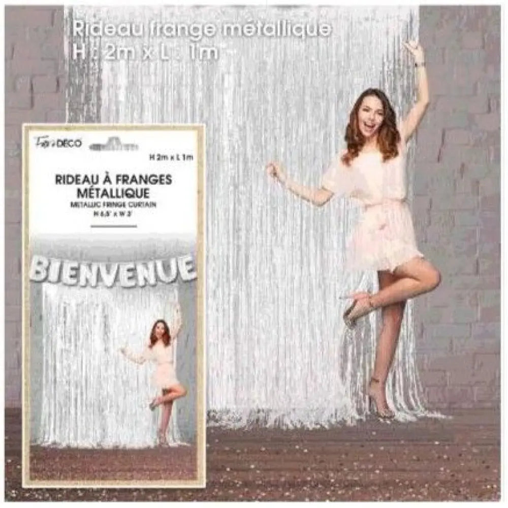 Rideau Franges Holographique - Blanc