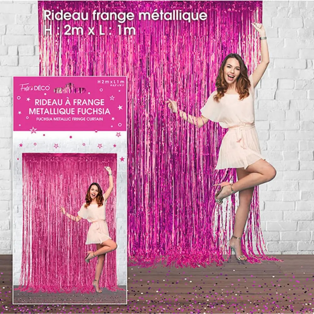 Rideau Franges Holographique - Fuchsia
