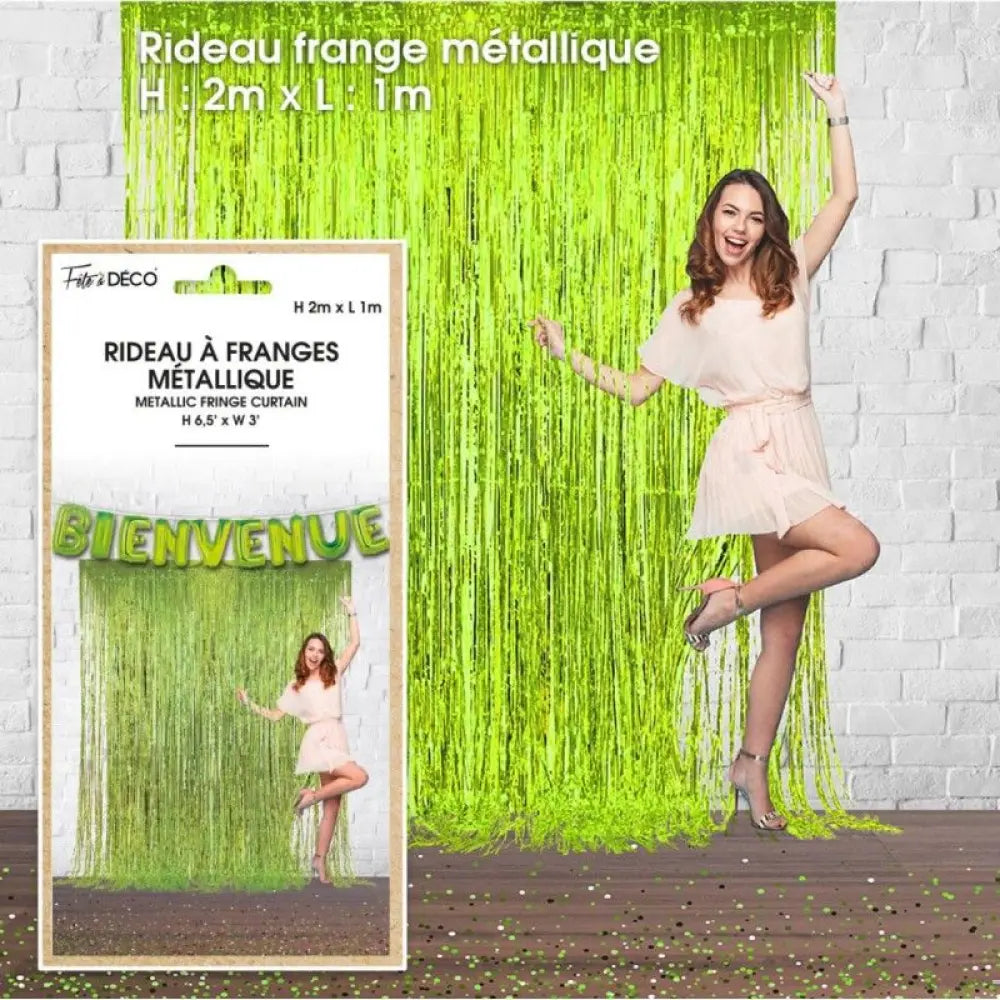 Rideau Franges Holographique - Vert