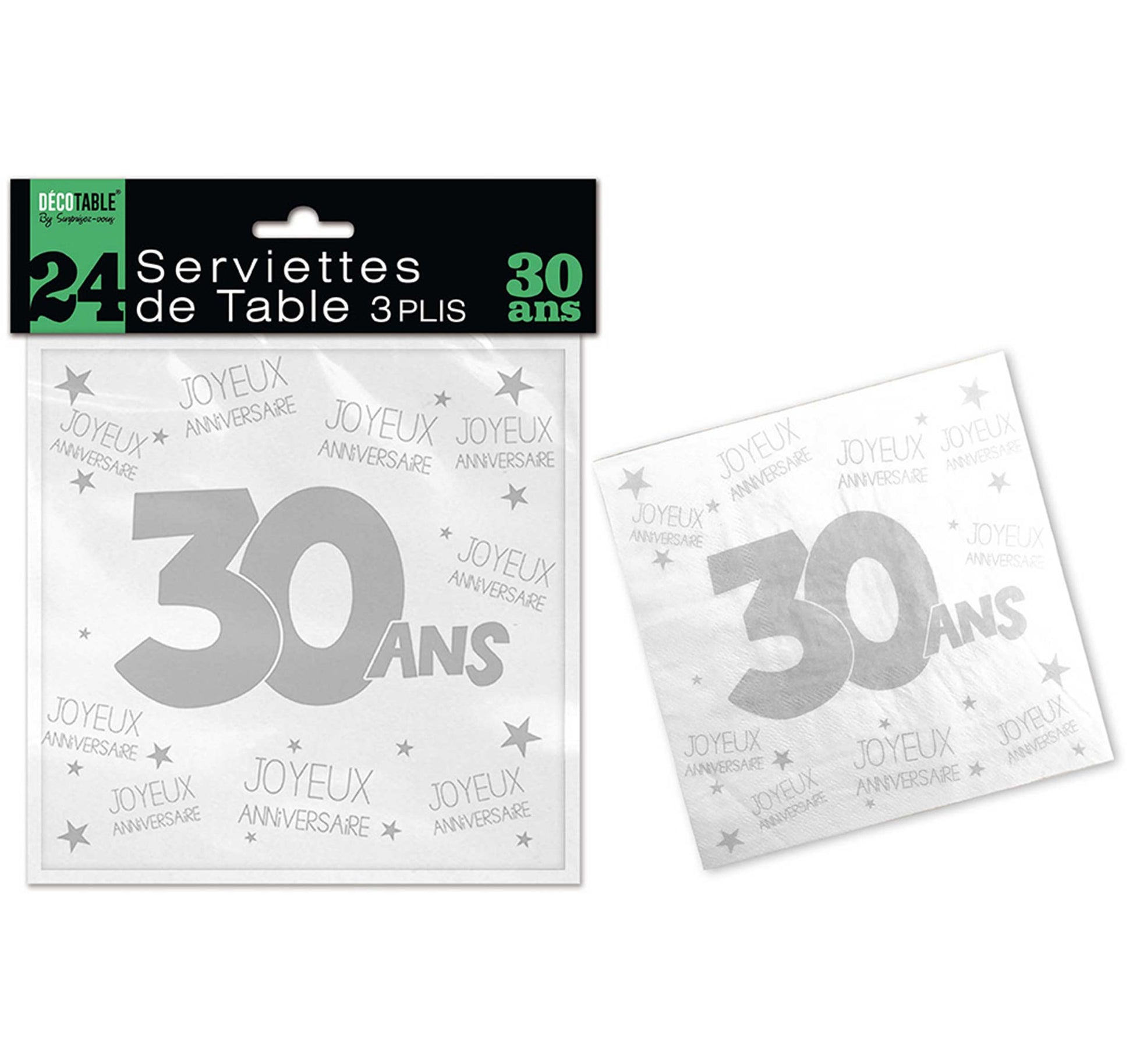 24 Serviettes de Table à l'âge 3 plis