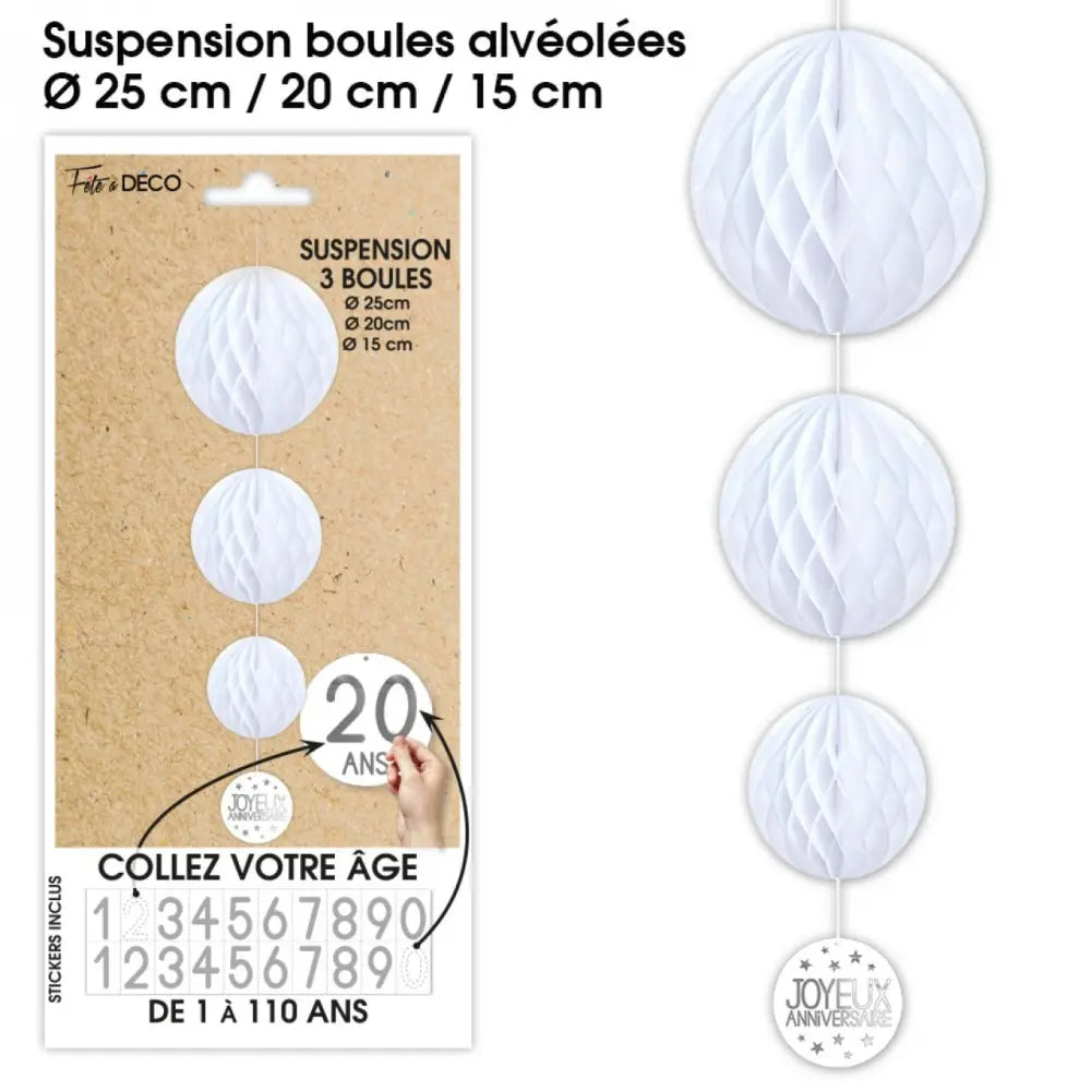 Suspension 3 Boules - Blanc