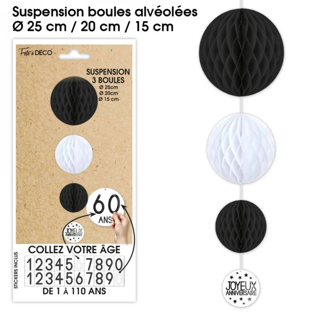 Suspension 3 Boules - Noir