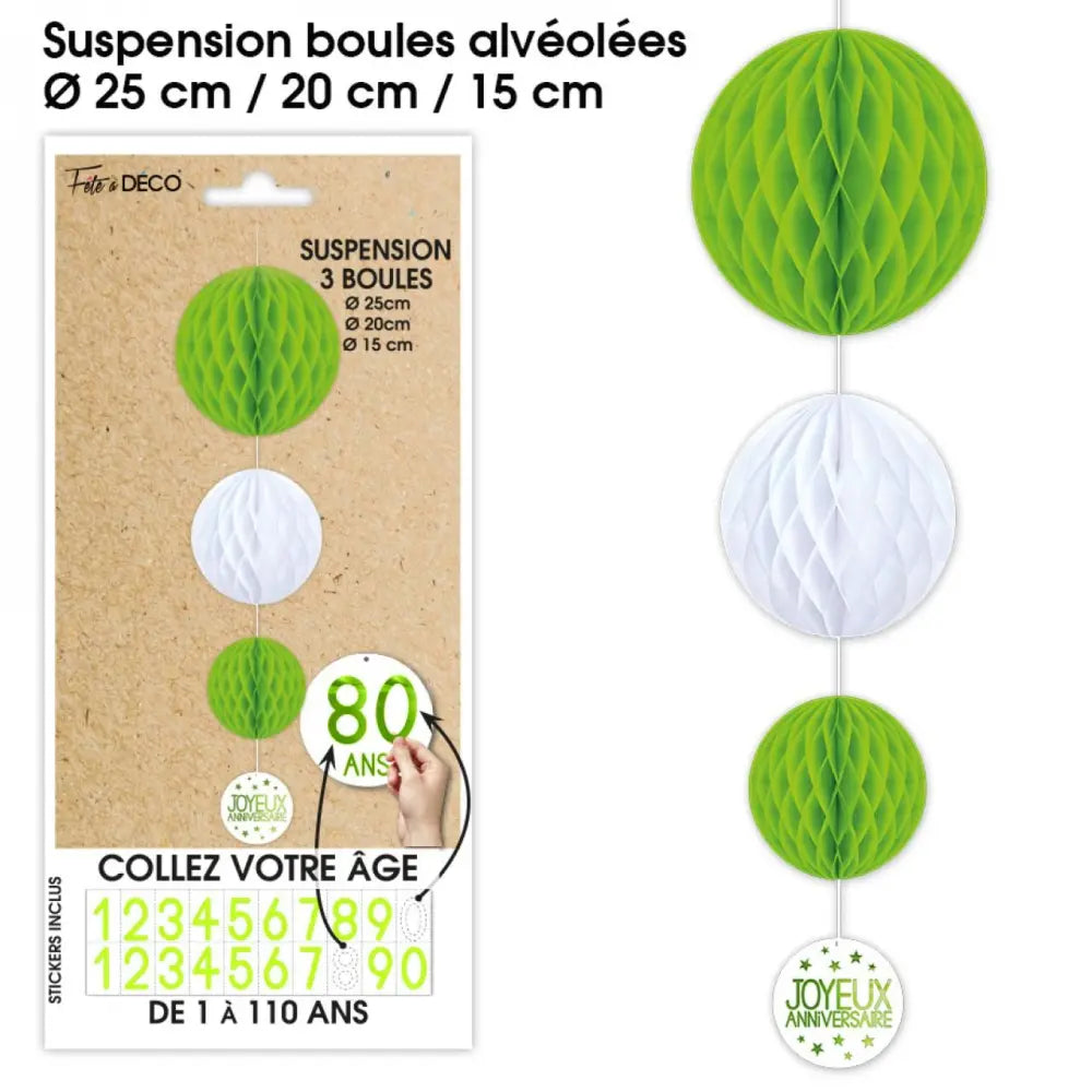Suspension 3 Boules - Vert