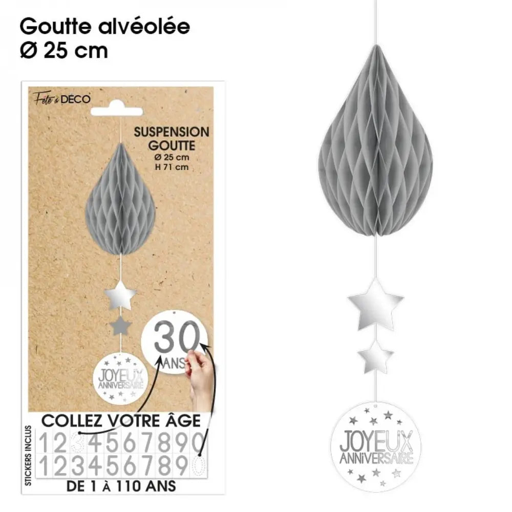 Suspension Goutte - Gris