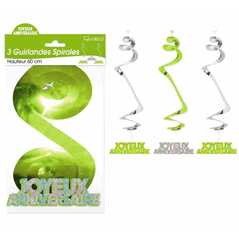 3 Guirlandes Spirales - Vert