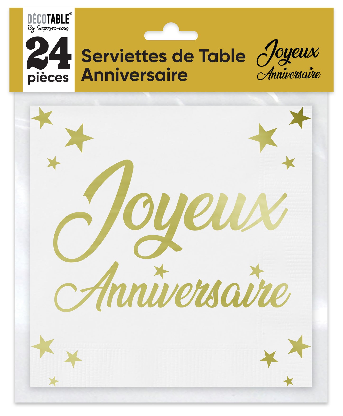 Serviettes de table Anniversaire x24 métallisée - Couleur : Or