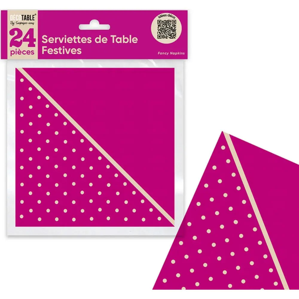24 Serviettes en Papier ''Festif'' - Fuchsia