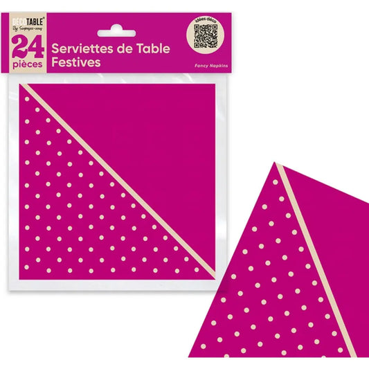 24 Serviettes en Papier ''Festif'' - Fuchsia