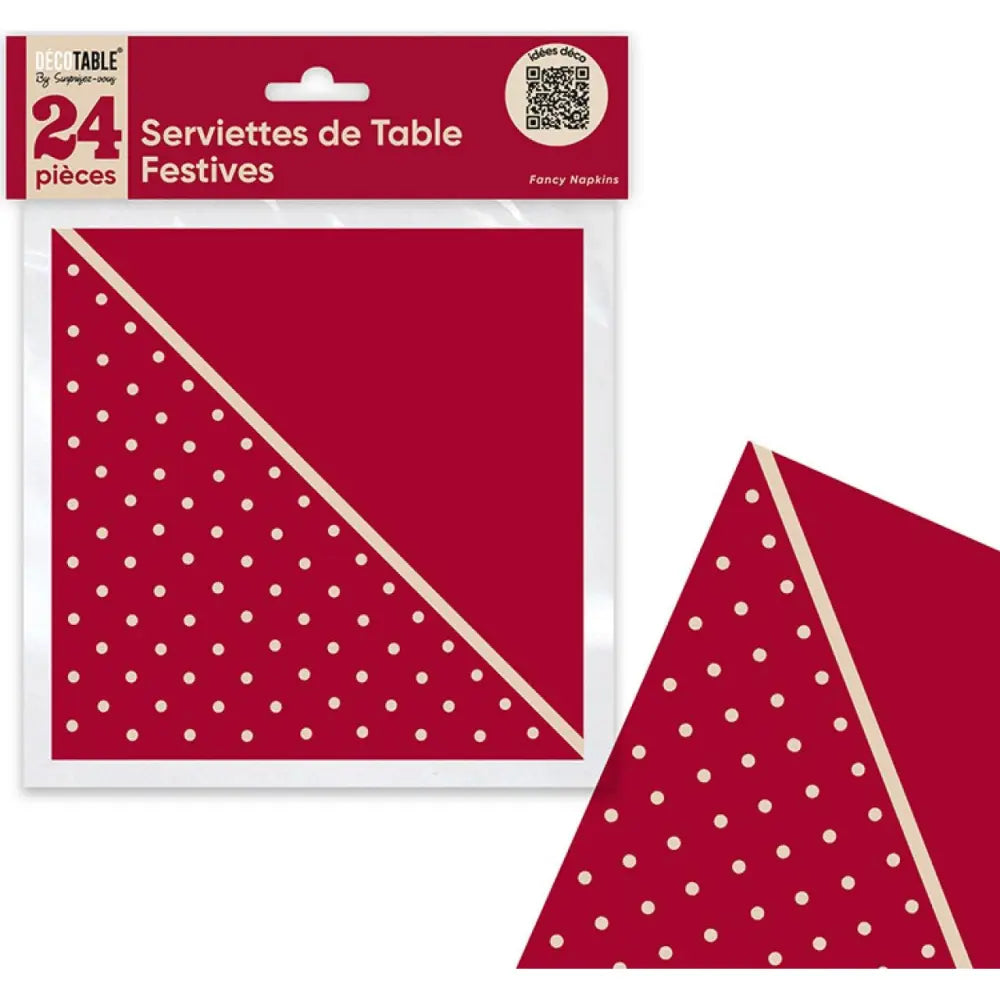 24 Serviettes en Papier ''Festif'' - Rouge