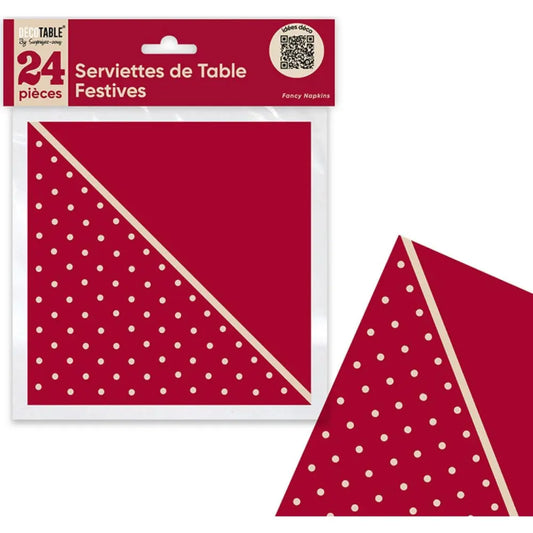 24 Serviettes en Papier ''Festif'' - Rouge