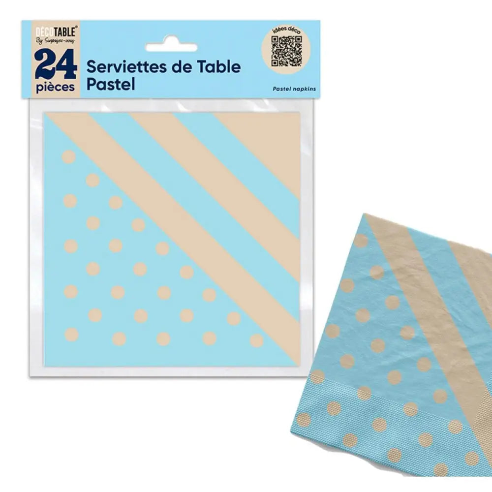 24 Serviettes en Papier ''Festif'' - Bleu Pastel