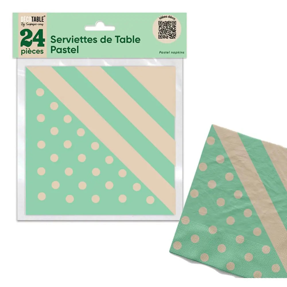 24 Serviettes en Papier ''Festif'' - Vert Pastel