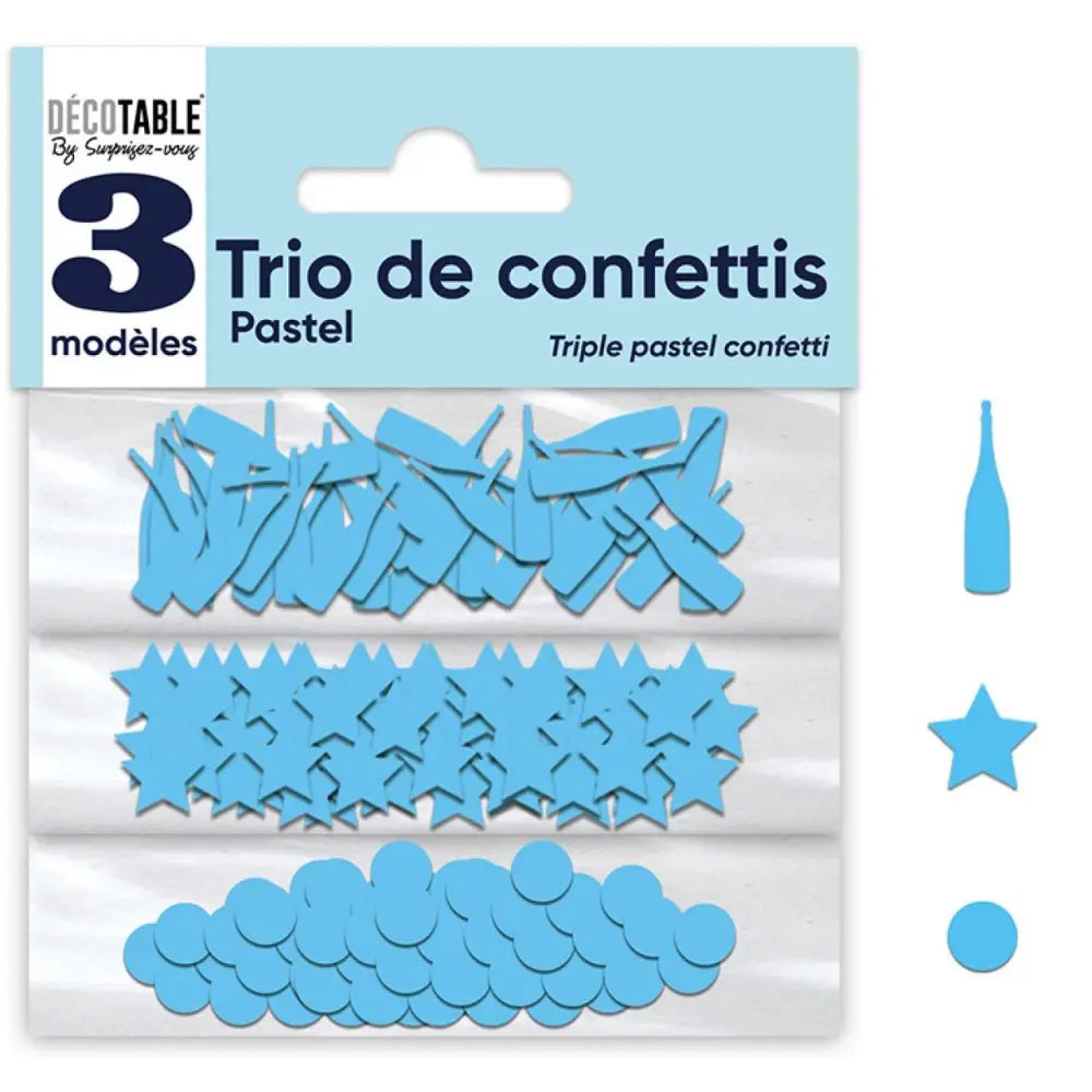 Trio de Confettis Papier - Bleu