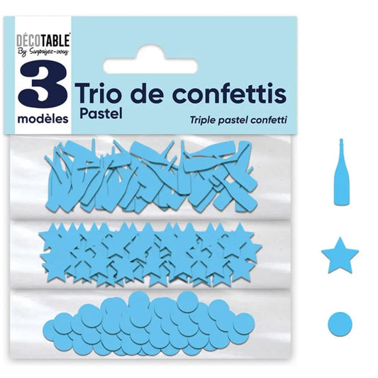 Trio de Confettis Papier - Bleu