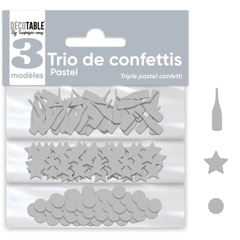 Trio de Confettis Papier - Gris