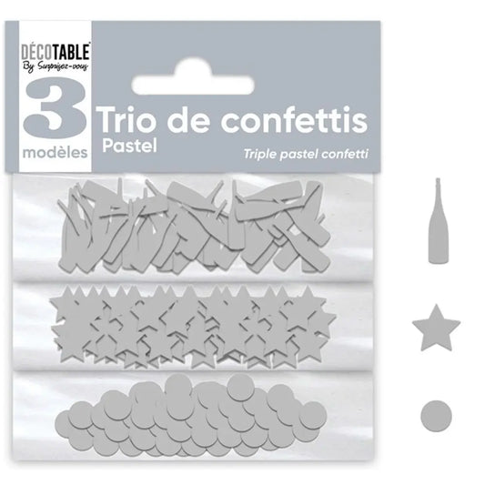 Trio de Confettis Papier - Gris