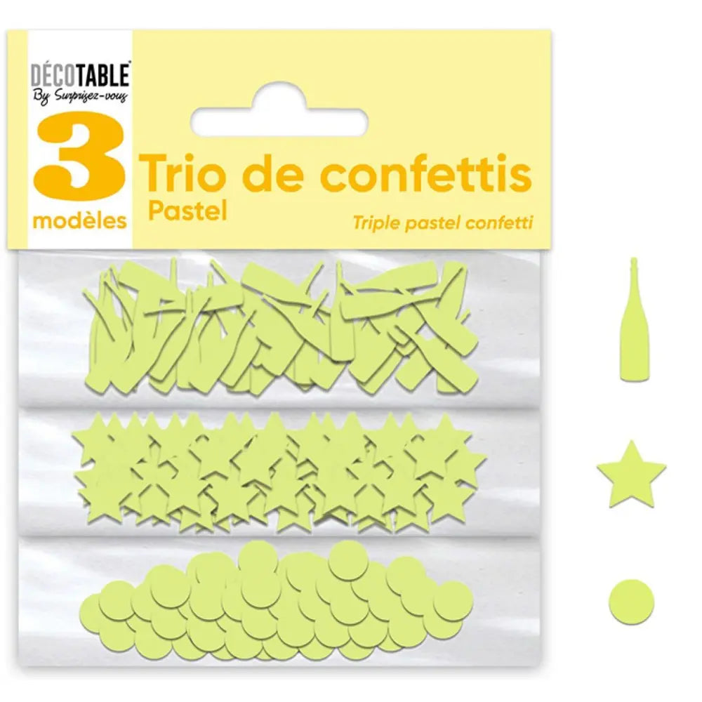 Trio de Confettis Papier - Jaune