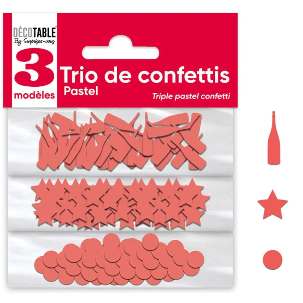 Trio de Confettis Papier - Rouge