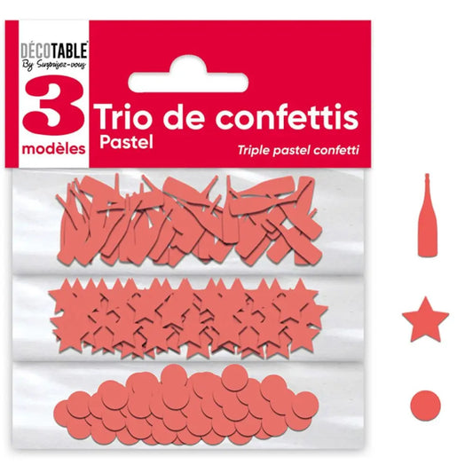 Trio de Confettis Papier - Rouge