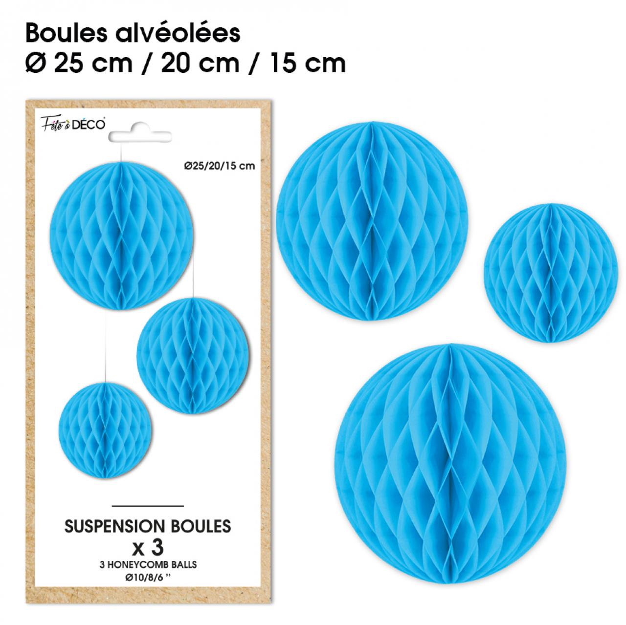 Suspensions boule alvéolée - Couleur : Bleu