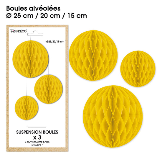 Suspensions boule alvéolée - Couleur : Jaune