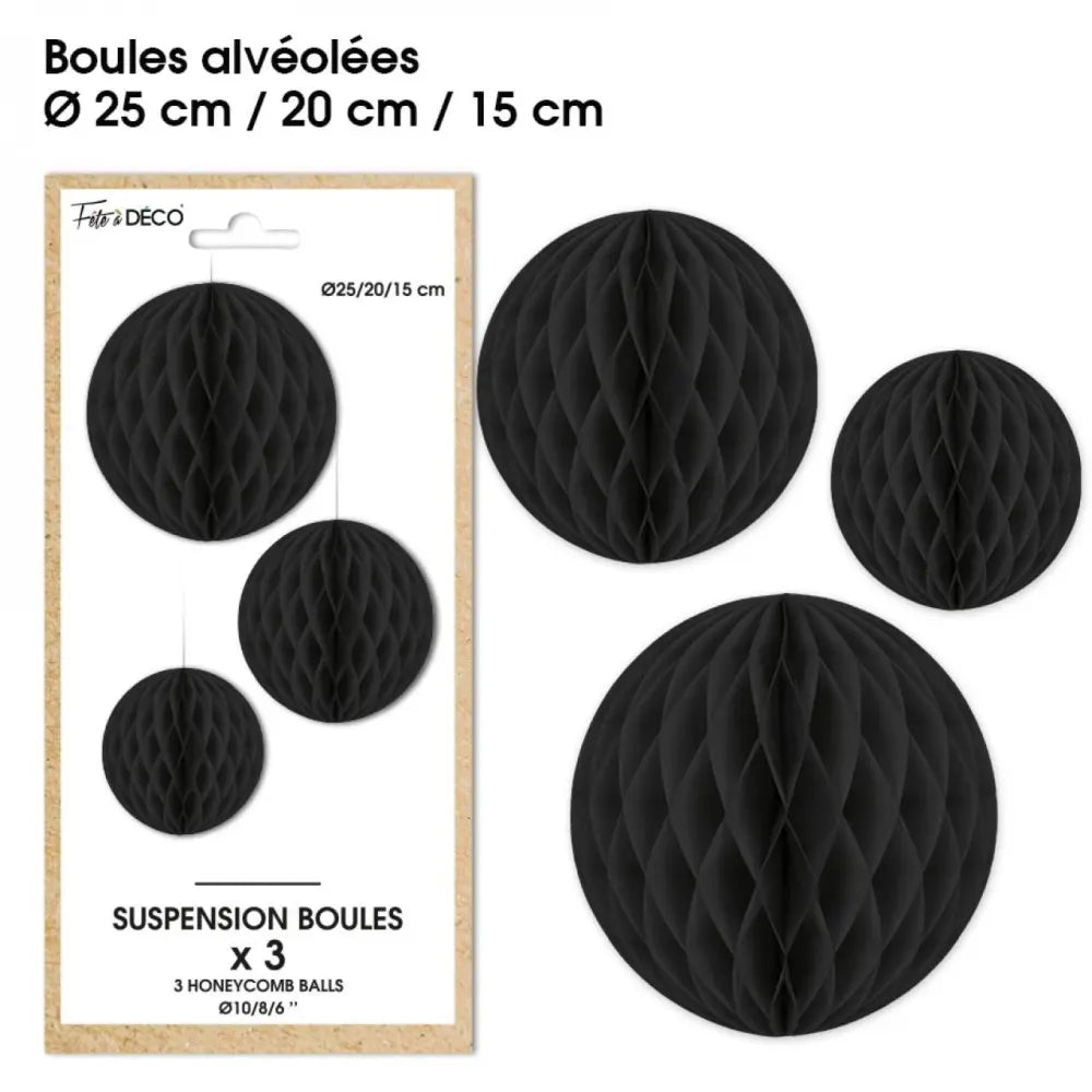 3 Suspension Boules - Noir