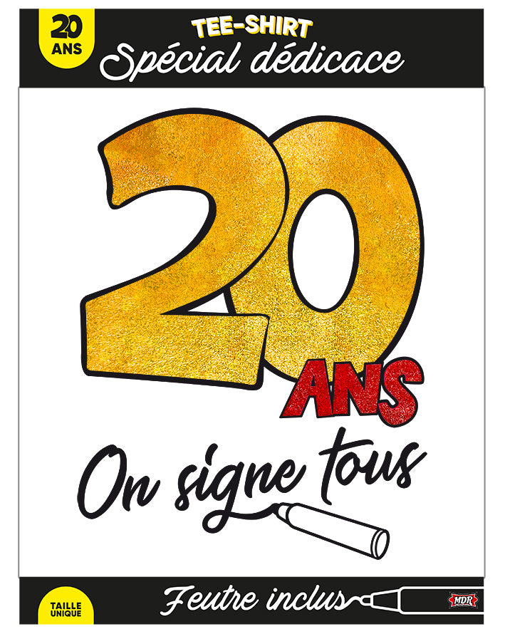 T-Shirt Âge à dédicacer - Tous les évènements de la vie : 20 ans