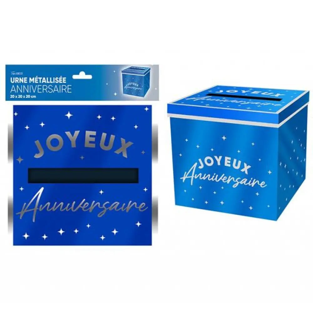 Urne "Joyeux Anniversaire" - Bleu
