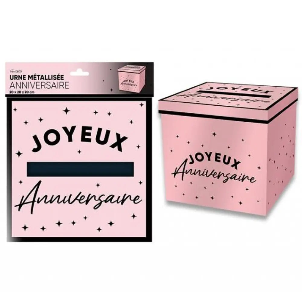 Urne "Joyeux Anniversaire" - Rose