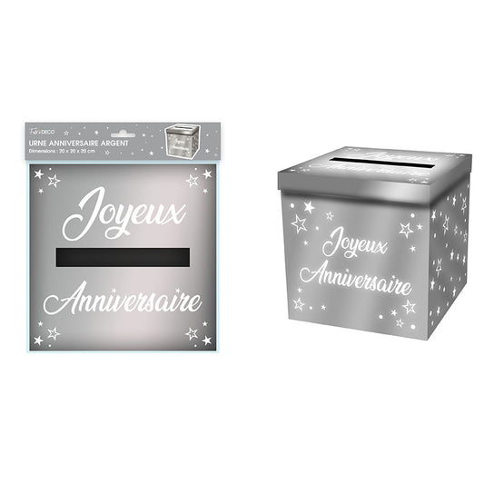 Urnes métallique Anniversaire - Eventail des couleurs : Argent<br/>