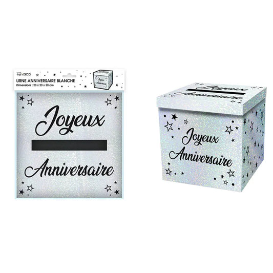 Urne Métallique Anniversaire - Blanc