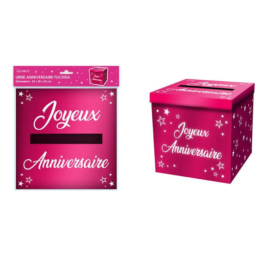 Urne Métallique Anniversaire - Fuchsia