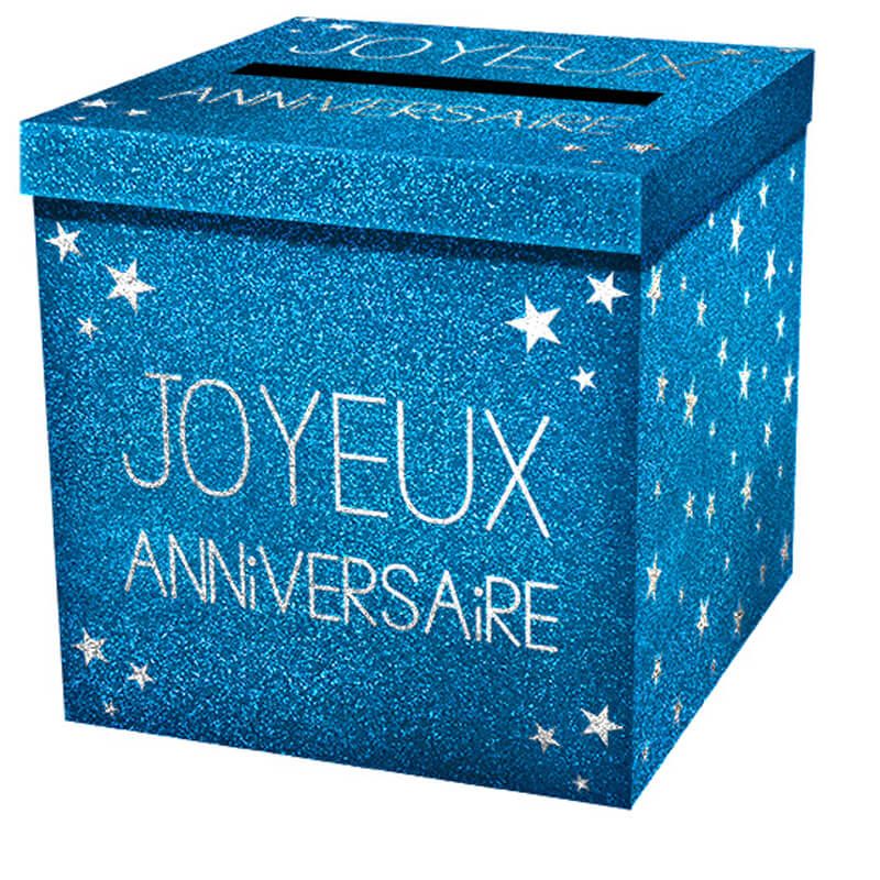 Urne joyeux anniversaire paillette Bleu