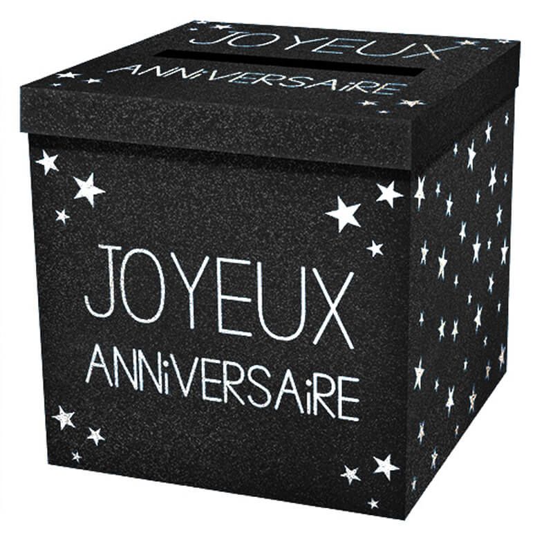 Urne joyeux anniversaire paillette Noir