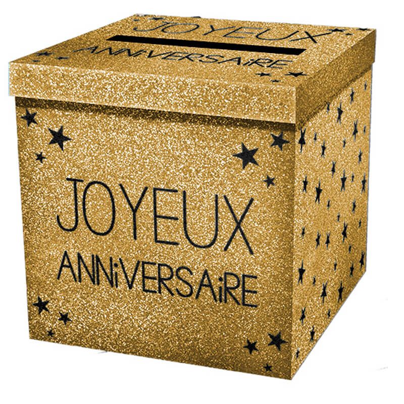 Urne joyeux anniversaire paillette OR