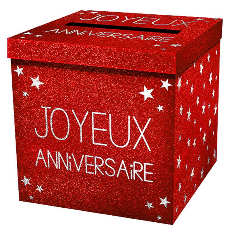 Urne joyeux anniversaire paillette Rouge