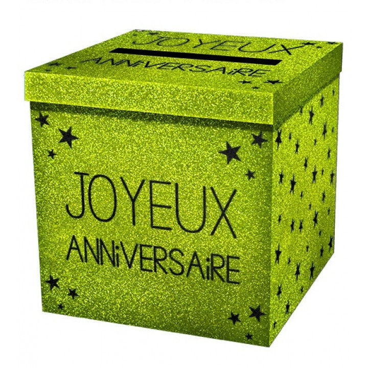 Urne joyeux anniversaire paillette Vert