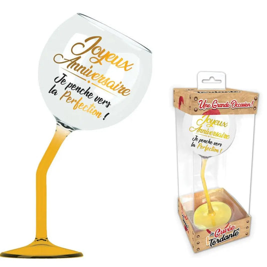 Verre à Vin Penché - Joyeux Anniversaire