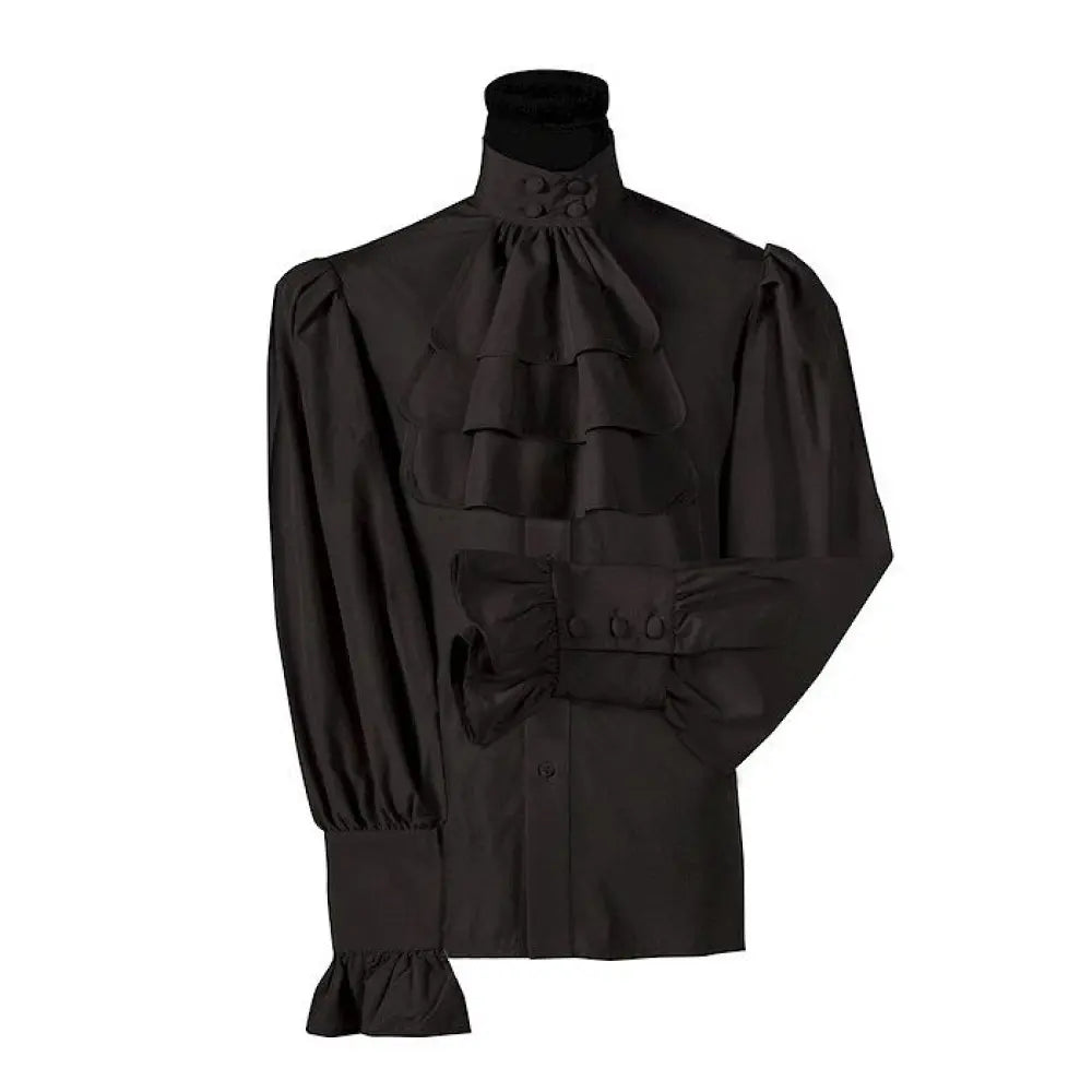 Chemise Femme avec Jabot Noir - XS